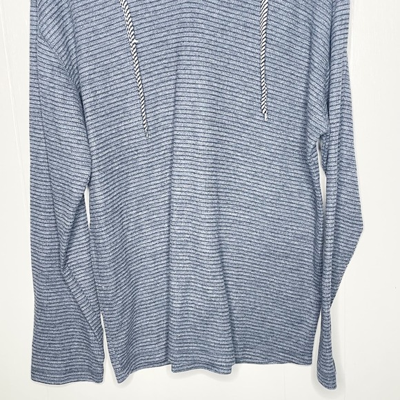 Jake Aurita Thermal Knit Gray Striped Long Sleeve V Neck Top Men's Size Large - Picture 4 of 6